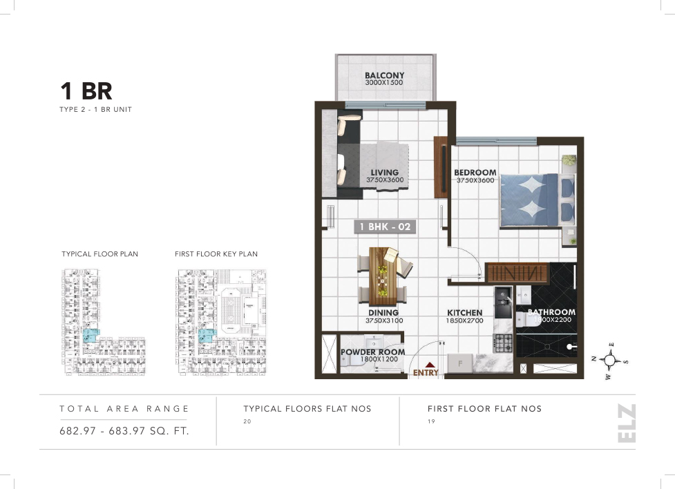1-Bedroom-Type-2-1Br-Unit-682.97-683.97SqFt