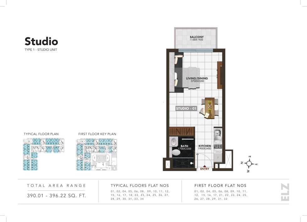Studio-Type-1-Studio-Unit-390.01-396.22SqFt
